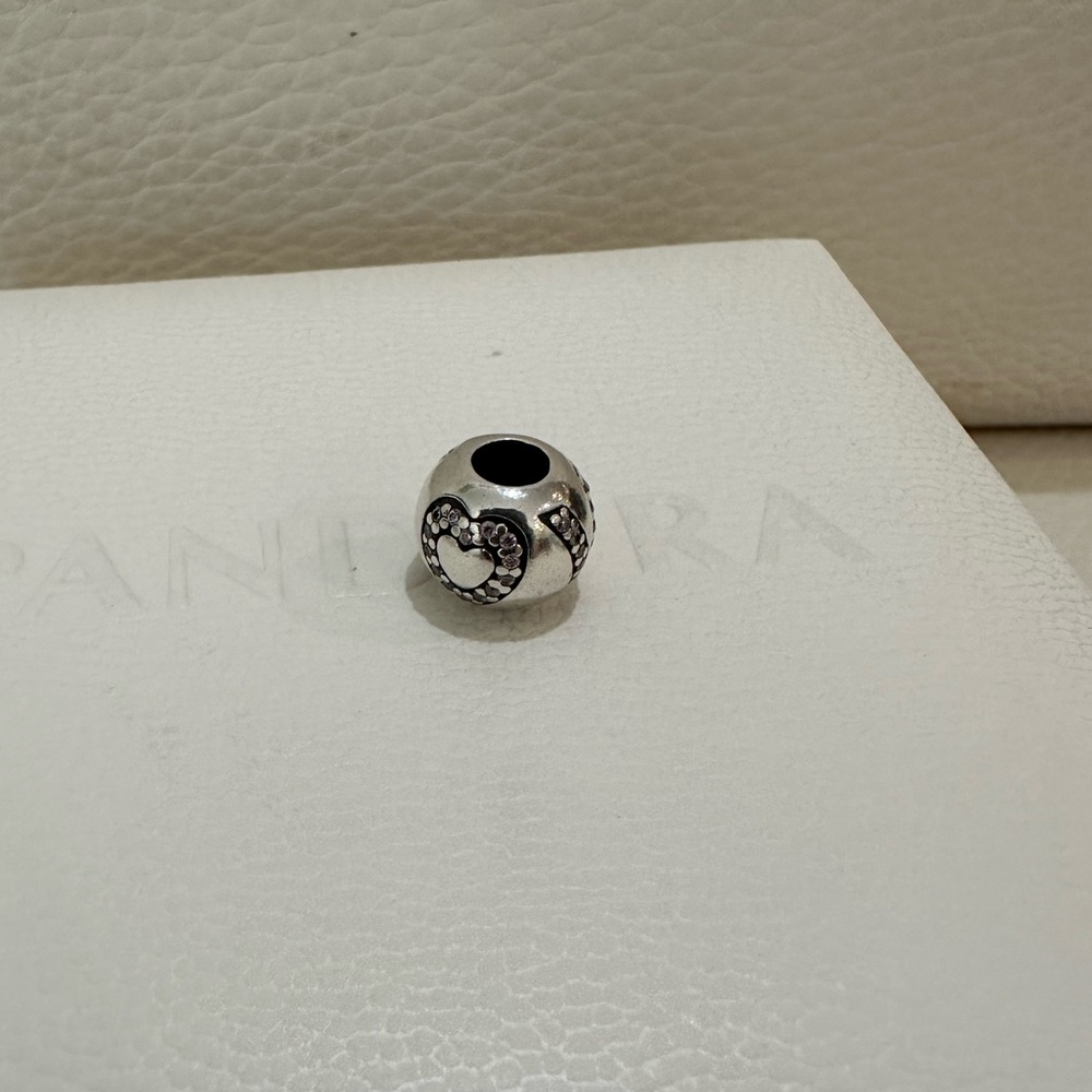 Pandora Love Pink Crystals Sliver Bead Charm